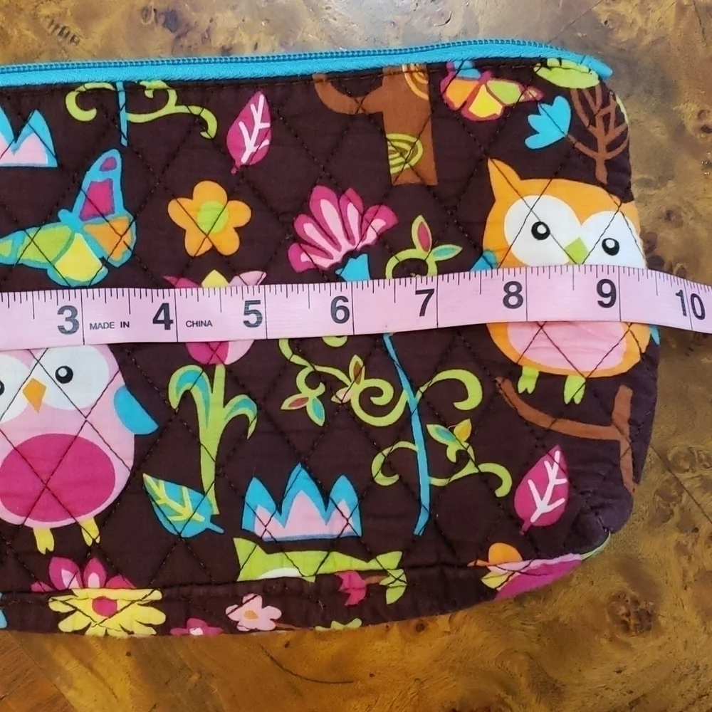 N. Gil Make-up Bag Cutch Owl Design Gingham Reversible EUC